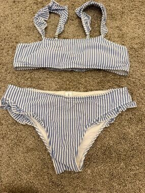 Vineyard Vines Blue and White Striped Bikini Bottoms